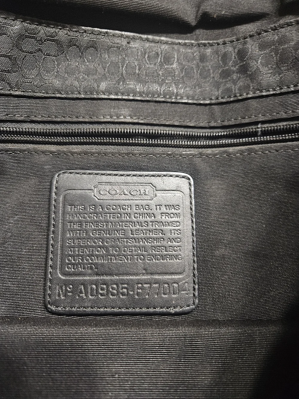 Coach Black Signature Jacquard Messenger Bag with Center Leather Panel